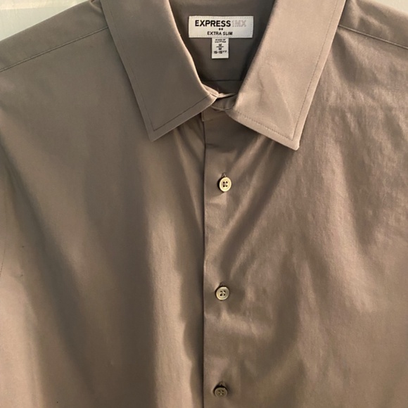Express Men’s 1MX Button Down, Size M, Dark Grey Solid - Picture 2 of 5